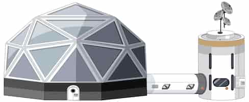 Kostenloser Vektor space dome-station auf weißem hintergrund