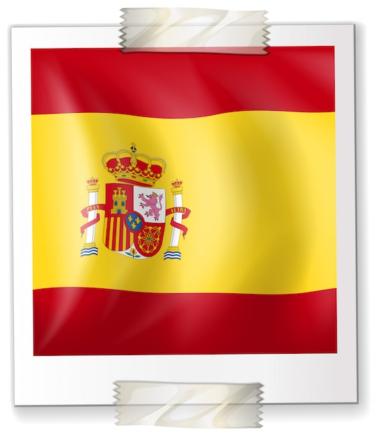 Spanien flagge auf quadratischem papier