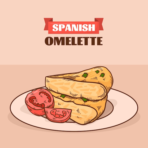 Kostenloser Vektor spanische omelette-illustration