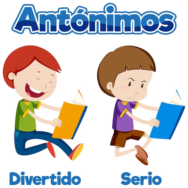 Spaßige und ernsthafte bildung antonymen in der spanischen sprache