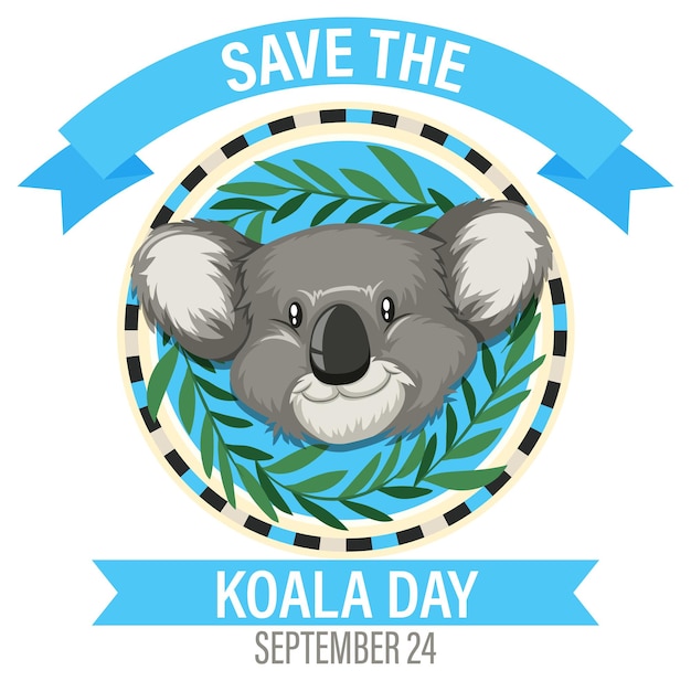 Kostenloser Vektor speichern sie das koala-tag-banner-design