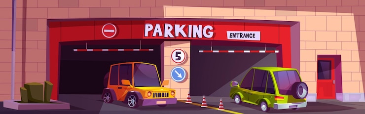 Kostenlose Vektor sperrparkeinfahrt mit autoillustration