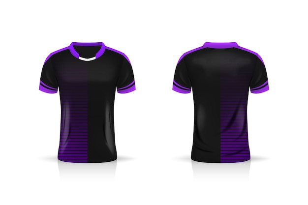 Spezifikation fußball-sportmodell, esports gaming t-shirt jersey-vorlage. uniform verspotten. vektorillustrationsdesign
