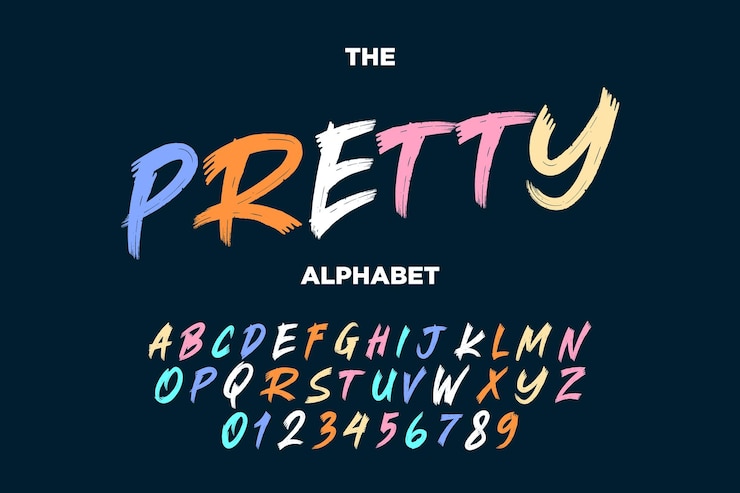 Kostenlose Vektor spielerisches handbürsten-alphabet