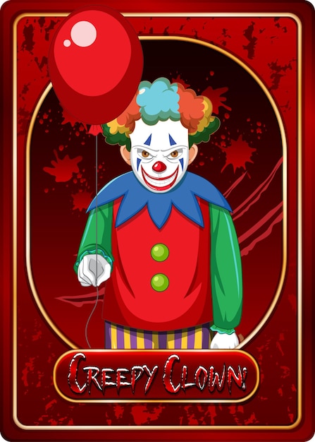 Kostenloser Vektor spielkartenvorlage für gruselige clowns