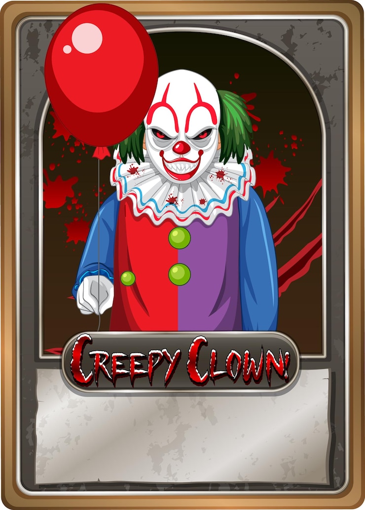 Kostenlose Vektor spielkartenvorlage für gruselige clowns