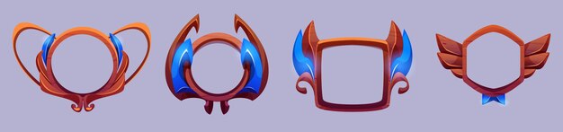 Spiellevel oder Avatar-Frames ui-Icons-Schaltflächen gesetzt