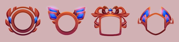 Spiellevel oder Avatar-Frames ui-Icons-Schaltflächen gesetzt