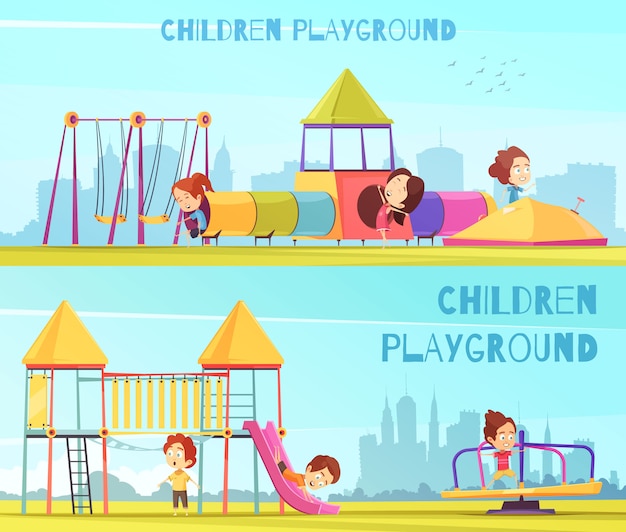 Spielplatz horizontale banner set