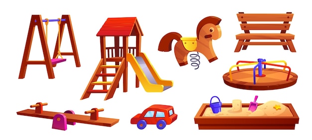 Spielplatz-vektorpark-spiel-cartoon-illustration