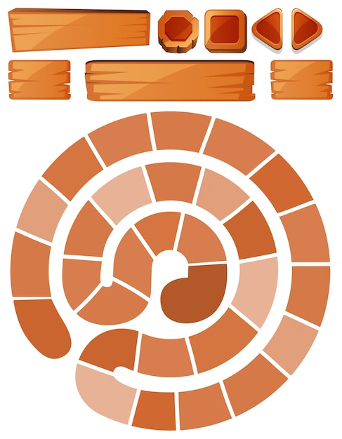 Spielvorlage mit spirale und holzschilder