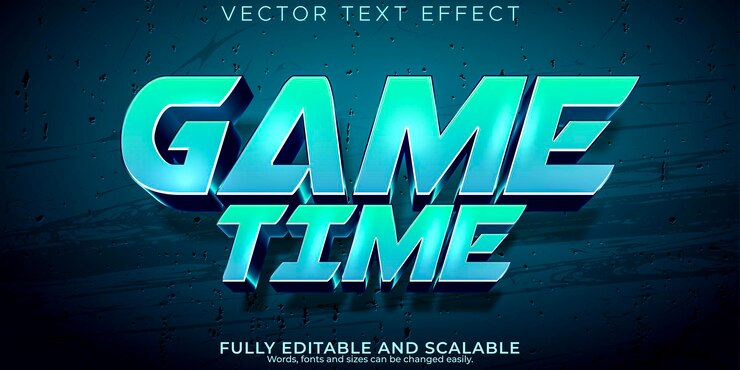 Kostenlose Vektor spielzeit-texteffekt editierbarer gamer- und esport-textstil