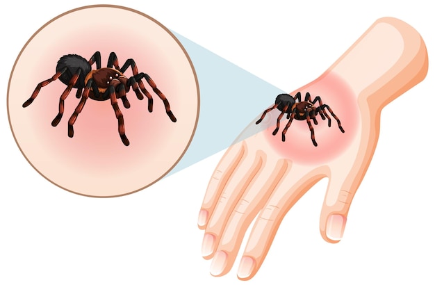 Kostenloser Vektor spinnenbisse stechen auf der haut