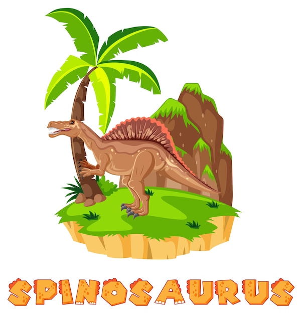 Kostenloser Vektor spinosaurus steht auf grünem gras