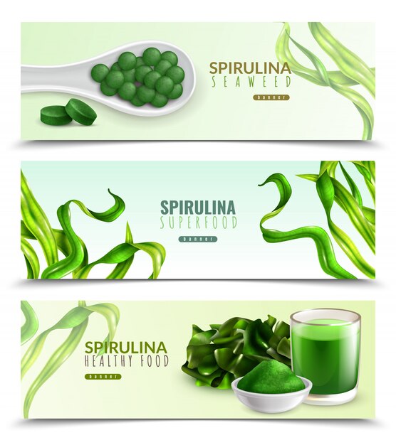 Spirulina Ergänzung Banner Vorlage Set