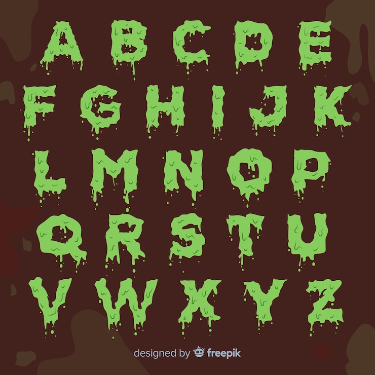 Kostenlose Vektor spooky halloween alphabet satz