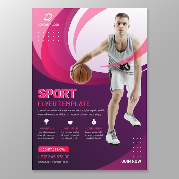 Sport-flyer-vorlage mit foto