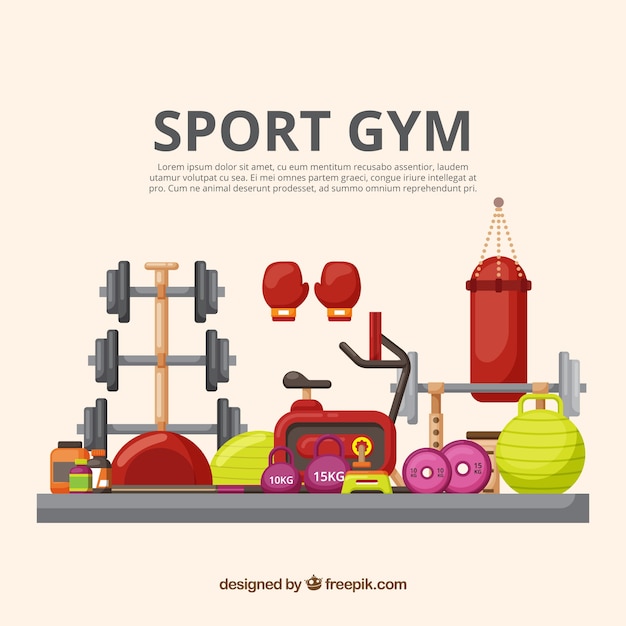 Sport gym hintergrund mit trainingsgeräten