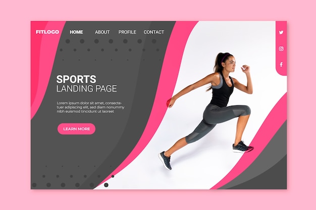 Sport landing page mit bildvorlage