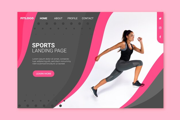 Sport Landing Page mit Bildvorlage