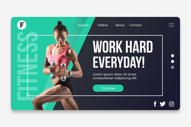 Sport Landing Page mit Foto