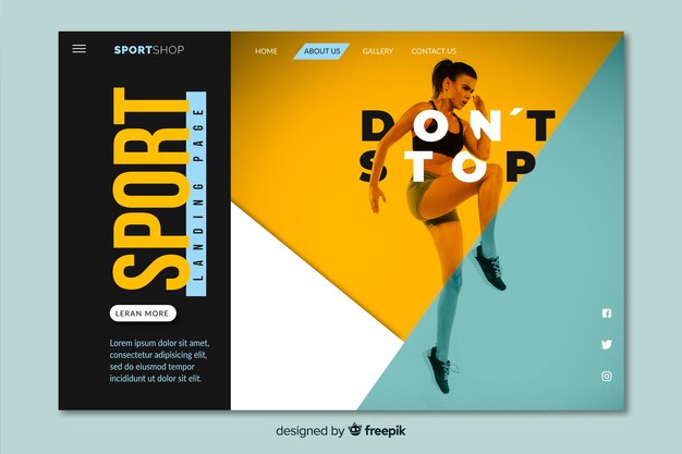 Sport Landing Page mit Foto