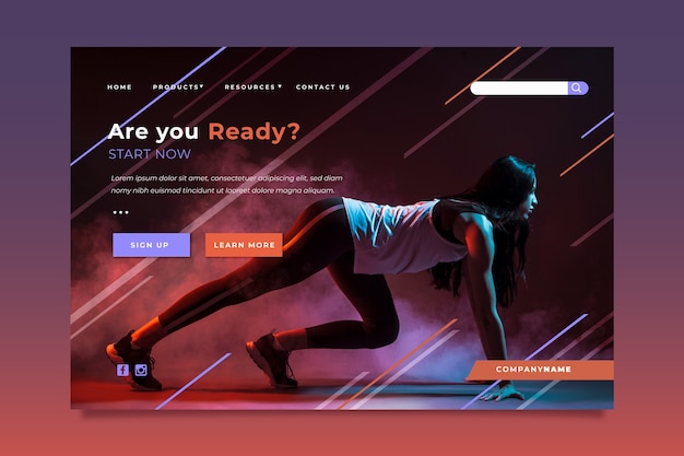 Sport landing page mit foto