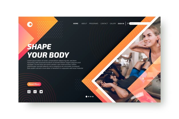 Sport-Landingpage mit Bild
