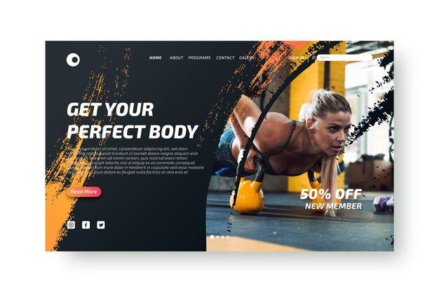 Sport-Landingpage mit Bild