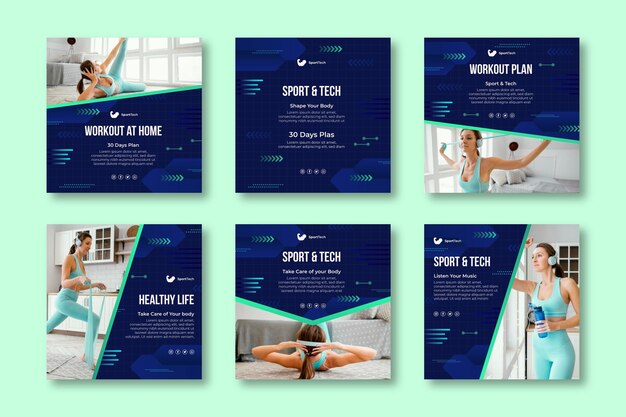 Sport- und Tech-Instagram-Beiträge