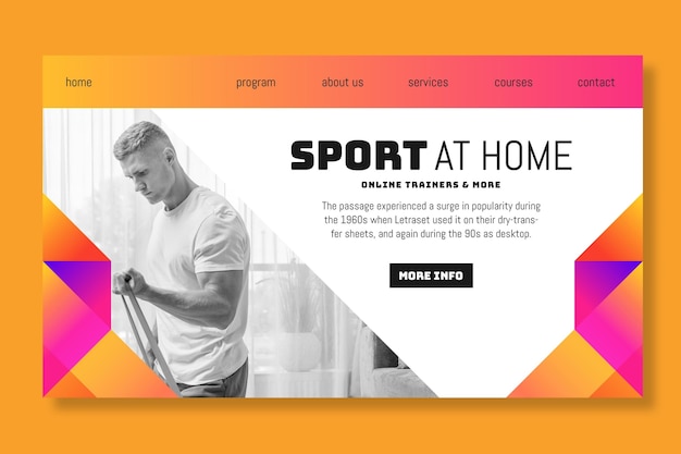 Kostenloser Vektor sport zu hause landingpage