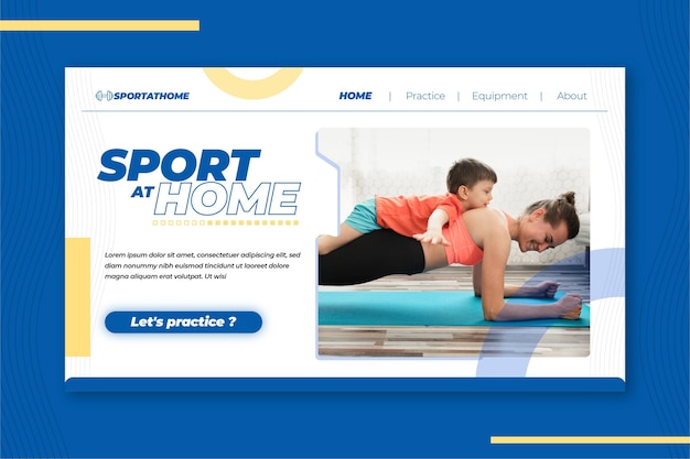 Kostenloser Vektor sport zu hause landingpage