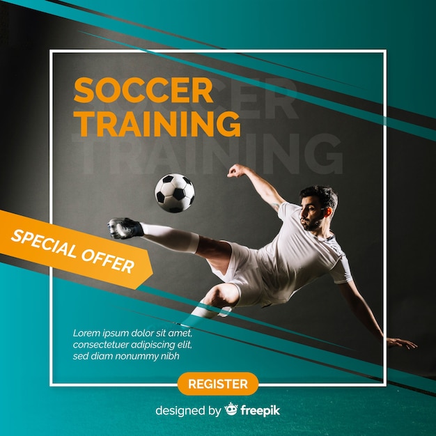 Sportbanner-Vorlage mit Foto with