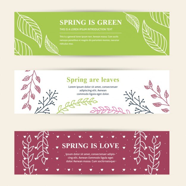 Kostenloser Vektor spring meldungen banners set