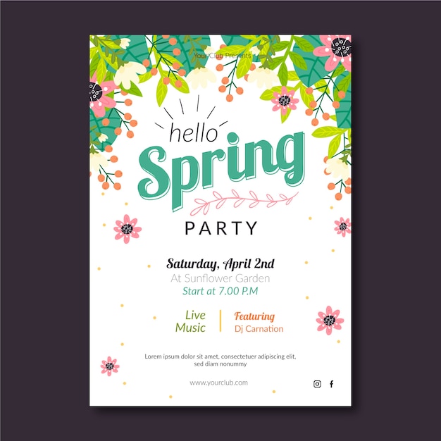 Kostenloser Vektor spring party plakat vorlage