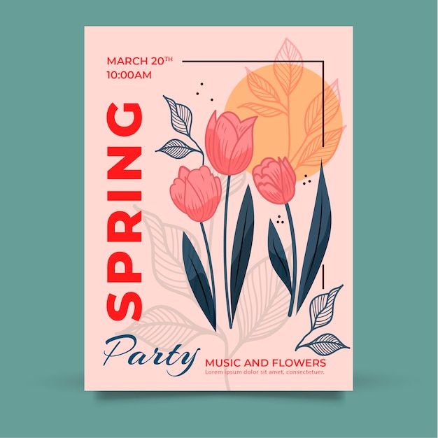 Kostenloser Vektor spring party plakat vorlage