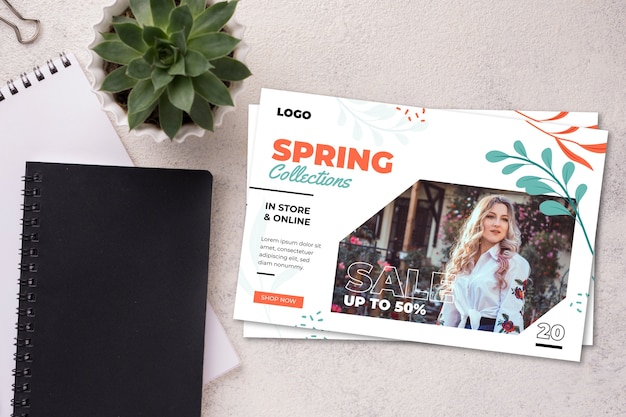 Spring sale flyer mock-up