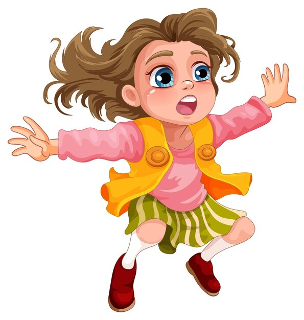 Springende Mädchen-Cartoon-Figur