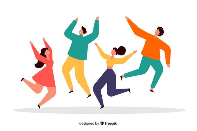 Springendes Konzept der Gruppe von Leuten für Illustration