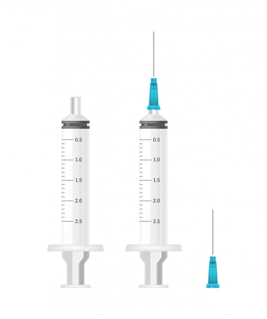 Spritze medizinische Nadeln realistisch. 3d Illustration isoliert