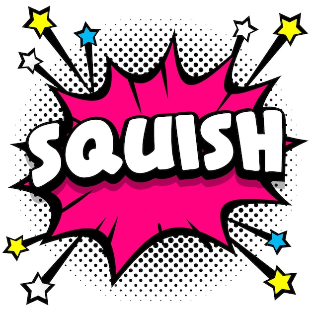 Kostenloser Vektor squish pop-art-comic-sprechblasen buchen soundeffekte