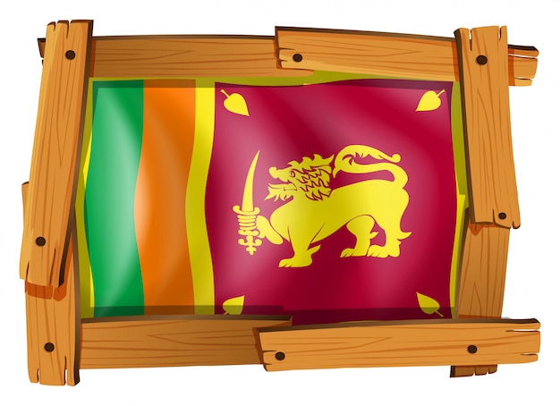 Sri lanka flagge im holzrahmen