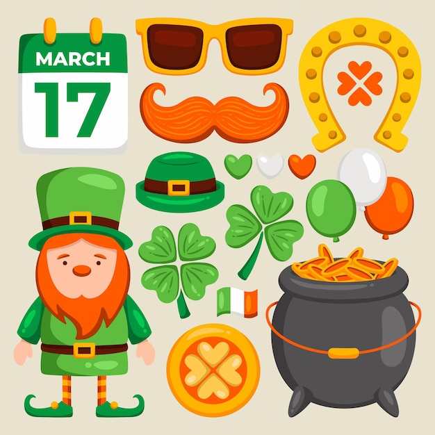 Kostenloser Vektor st. patrick day elemente