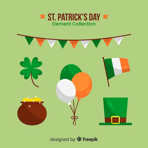 Kostenloser Vektor st. patrick's day element sammlung