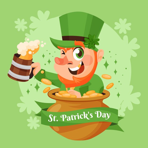 St. patrick's day illustration mit kobold