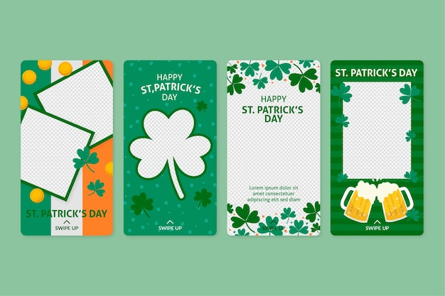 Kostenloser Vektor st. patrick's day instagram geschichten pack