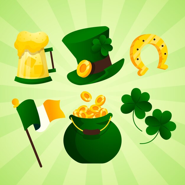 St patrick tagesflaches design der elementsammlung