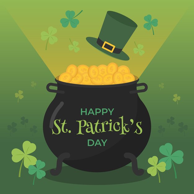 St Patrick Tagesflaches Design mit Münzen