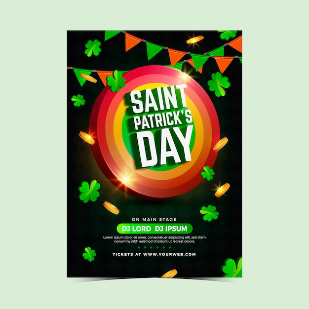 St patrick tagesparteiplakat oder realistisches design der fliegerschablone