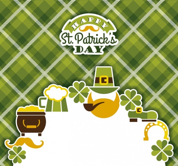 St. patricks-karte auf ginghamhintergrund